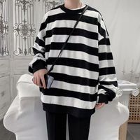 Wholesale Men s T Shirts Korean Fashion Clothes Long Sleeve Shirts Striped Sweatshirts Spring Autumn Streetwear Casual Men Tops