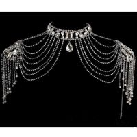 Wholesale Luxury Wedding Jewelry Long Crystal Necklace Chain Bridal Shoulder Strap Accessories for Women Chains