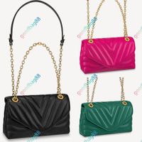 Wholesale Designer NEW WAVE gold color Chain Shoulder Bag luxury Cross Body Hangbags Evening Clutch Purse Messenger Bags V Shaped Quilting Magnetic Lock Smooth Leather M58552