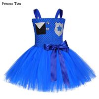 Wholesale Girl s Dresses Judy Girls Tutu Dress Royal Blue Cartoon Officer Costume For Kids Girl Halloween Carnival Party