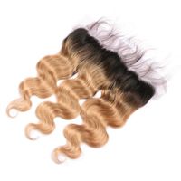 Wholesale B Honey Blonde Ombre Brazilian Human Hair Full Lace x4 Ear to Ear Frontal Body Wave Light Brown Ombre Lace Frontal Closure Erlqi