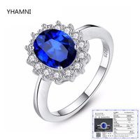 Wholesale Princess Diana William Kate Sapphire Emerald Ruby Gemstone Rings for Women Wedding Engagement Jewelry Sterling Silver Ring