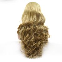 Wholesale 2021 new European and American style former lace star same fashion blond long curly chemical fiber wig new online celebrity hairstyle lace w