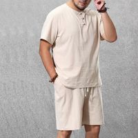 Wholesale Men s Clothing Large Size Tracksuit XL XL Linen Short T shirt Summer Suit Plus Track XL Cotton Husband Set Tracksuits