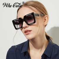 Wholesale Oversized Rectangular Sunglasses Women Brand Designer Retro Vintage White Frame S Female Sun Glasses Ombre Shades OM625