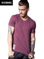Wholesale VOMINT New Mens Cotton Solid T Shirt Mens Short Sleeve T shirt Multi Pure Color Fancy Yarns T Shirt color wine brown white lblue H1218