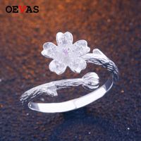 Wholesale Cluster Rings Creative Peach Blossom Branch Finger Ring For Women Top Quality S925 Silver Flower Sterling Girls Party Jewelry