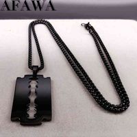 Wholesale Fashion Blade Stainless Steel Necklaces Jewerly Black Color Gothic Pendants Jewelry Collier Homme N423s01