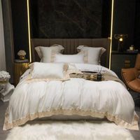 Wholesale Luxury TC Egyptian Cotton Gold Leaves Embroidery Bedding Set Exquisite Duvet Cover Bed Sheet Pillow Shams Queen King Sets
