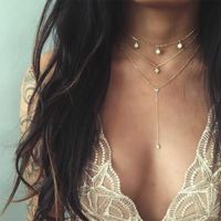 Wholesale Fnio Women s Artificial Diamond Multi layer Chain Necklace Jewelry Set Fashion
