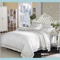 Wholesale Garden Textiles Supplies Sets White Mulberry Silk Wedding Ultra Soft King Size Jacquard Duvet Cover Bed Sheet Agevf