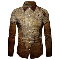 Wholesale Men s Dress Shirts Men Shirt Cotton Blend Casual Turn Down Collar Single breasted Vintage Long Sleeve Contrast Colors Top For Business