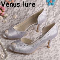Wholesale Dress Shoes Colors Silver Wedding For Bridesmaids Open Toe High Heel