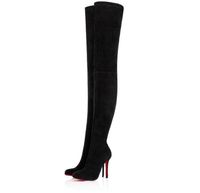 Wholesale Fall Winter Brand Louise X Tall Boots Brands Women s Red Bottom Boot Lady High Heels Thigh High Booties Top Luxury Party Wedding Dress EU35