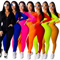 Wholesale Designer Womens tracksuit Sportswear Pink Tracksuits Long Sleeve Jacket Pants Tow Pieces Hoodie Legging Piece Set Outfits Bodycon Sports S XL