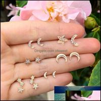 Wholesale Stud Earrings Jewelry Set Exquisite Star Moon Crystal Gold Fashion Women Birthday Party Gift Female Earring Set Factory Price Expert D