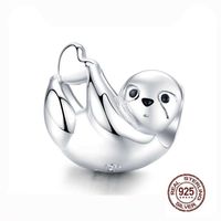 Wholesale 100 Sterling Silver Lazy Sloth Beads Animal Charms MOWIMO Fit Original Silver Bracelet Necklace Jewelry Making BNC109 Q0531