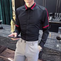 Wholesale t shirts Amended Design Mode Long Sleeve Striped for Men s Clothes Simple Club Thin Fit Casual Tuxedo Black Homme Sweater Wnat
