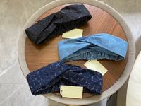 Wholesale Cowboy headbands for men and women fashion hair jewelry Dark Light denim cross hairbands with tags double letters style head bands