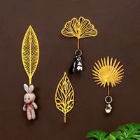 Wholesale Hooks Rails Gold Key Hanging Wall Decoration Watch Hanger Metal Hook Rack Jewelry Haning Leaves Shape