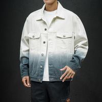 Wholesale 2020 Men Gradient Jean Jackets Outerwear Stylish Washed Denim Coats New Men Large Size Spring Coat