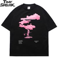 Wholesale Streetwear Harajuku Tshirt Pink Cloud Hip Hop T Shirt Men Summer Short Sleeve T Shirt Cotton Fashion Black Tops Tees HipHop