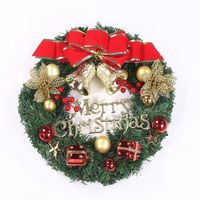 Wholesale 30CM Artificial Christmas Wreath Front Door Ornament Wall Garland Hanging Rattan Ornaments Bow Bell Party Show Decorative Flowers By sea T2I52908