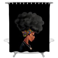 Wholesale Shower Curtains African Woman Female Black Hair Print Curtain Waterproof Fabric Large For Bathroom Accessories