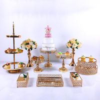 Wholesale Other Festive Party Supplies Crystal Metal Cake Stand Set Acrylic Mirror Cupcake Decorations Dessert Pedestal Wedding Display Tray