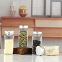 Wholesale Glass Spice Jars oz Square Spice Bottles with Shaker Lids and Airtight Metal Caps