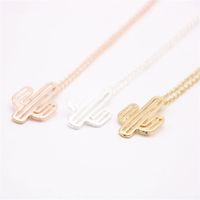 Wholesale Fashion Cactus hollow out design pendant gold plated silver necklace The most suitable gift for girs