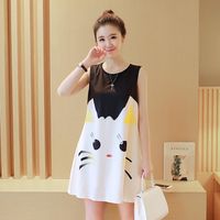 Wholesale Casual Dresses Houthion Chiffon Printed Women s Mini Dress Summer Loose Fashion Short Sleeve Korean Version