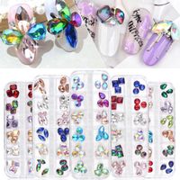 Wholesale Nail Art Decorations Box Colorful Rhinestones Mixed Oval Waterdrop Round Chameleon AB Crystal Glass Gems Strass D Glitter