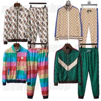 Wholesale europe paris designer mens womens tracksuits luxury sport suit zipper cardigan patchwork color pants green striped sportsuit clothes