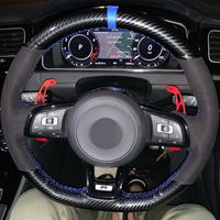 Wholesale Hand stitched Carbon Fiber Black Genuine Leather Suede Car Steering Wheel Cover For Volkswagen Golf GTI Golf R MK7 Polo Scirocco