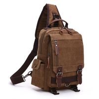 Wholesale Backpack Canvas For Men Women Retro Leather Military Shoulder Chest Bag Large Capacity Outdoor Laptop Travel Knapsack