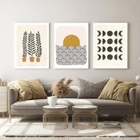 Wholesale Abstract Landscape Sun And Moon Ferns Boho Canvas Prints Painting Wall Art Pictures Posters For Living Room Home Decor No Frame Paintings