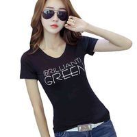 Wholesale Korean Letter Summer Slim Round Neck T shirt Japanese and Fashion Simple Women s Short Sleeve T shirt