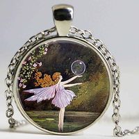 Wholesale Bubble Ballet Fairy Necklace Cabochon Pendant Glass Jewelry Gift Necklaces