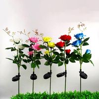 Wholesale Strings Outdoor Ground IP65 Waterproof Light Artificial Rose Solar LED Lawn Garden Courtyard Birthday Party Holiday Decoration