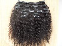 Wholesale whole brazilian human virgin remy hair extensions kinky curly clip in weaves natural black color one bundle