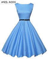 Wholesale Vintage Plus Size Summer Casual Dress Women Polka Dot Retro Swing Gown Pin Up Robe s s Rockabilly Sun Dresses