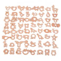 Wholesale Free DHL Beech Wooden animal Elephant Shape Teethers Food Grade Baby Wood Ring Teether DIY Nursing Necklace Charms Pendant
