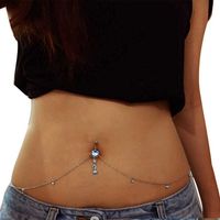 Wholesale Women Sexy Rhinestone Dangle Belly Button Chain Navel Piercing Ring Body Jewelry Waist Chain Button Puncture Jewelry
