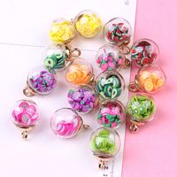 Wholesale Korea Cute Fruit Slices Glass Ball Pendant Charms Watermelon Grape DIY Earrings Keychain Jewelry Making Findings