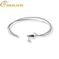 Wholesale Bangle BONLAVIE Silver Color Paper Aircraft Bracelet Sweet Double layer Small Beads Bangles For Women