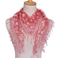 mantilla lace veils 2022 - Scarves Fashion Lace Sheer Floral Print Triangle Veil Women Mantilla Tassel Ladies Scarf Cute Shawl Sexy Wrap