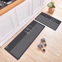 Wholesale Kitchen Nonslip Floor Mat Black Striped Oil Absorbent Long Carpet Stick Figure Rug For Home set Carpets