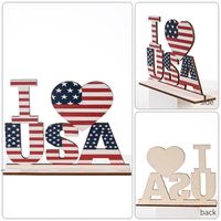 Wholesale American Independence Day Party Wooden Desktop Decoration Glory Peace Family Freedom I Love USA Office Home Table top LLD8229
