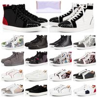 Wholesale Red bottoms men women dress shoes fashion flat spikes Rivet shoe black white blue suede leather Glitter Party Lovers Wedding Grand with box dust bag